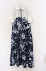画像1: axes femme / グラデーションローズ柄ワンピース  ネイビー×シロ O-26-04-25-1075-AX-OP-IG-OS (1)