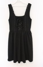 画像1: axes femme / はしごレースジャガードジャンパースカート  クロ O-26-04-25-1009-AX-OP-IG-OS (1)