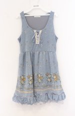 画像1: axes femme / フラワーパネルノースリワンピース  サックス O-26-04-25-1002-AX-OP-IG-OS (1)