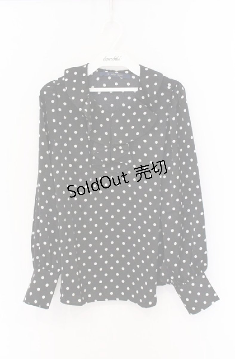 画像1: an another angelus / ドットサテンラッフルブラウス  クロ O-26-04-25-1016-CA-BL-IG-OS (1)