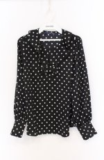 画像1: an another angelus / ドットサテンラッフルブラウス  クロ O-26-04-25-1016-CA-BL-IG-OS (1)