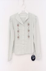 画像1: an another angelus / オープンカラーローズ刺繍ブラウス  ミント O-26-04-25-1021-CA-BL-IG-OS (1)