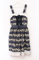 画像1: axes femme POETIQUE / バラ×マリンプリントワンピース  ネイビー O-26-04-25-1003-AX-OP-IG-OS (1)