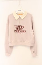 画像1: Fi.n.t / ロゴ刺繍ハーフジップスウェット【洗える】  ピンク O-26-04-25-1023-CA-TO-IG-OS (1)