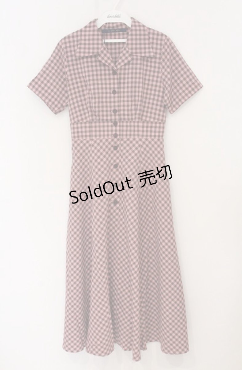 画像1: an another angelus / レトロギンガム開衿ワンピース  ピンク×ブラウン O-26-04-25-1024-CA-OP-IG-OS (1)