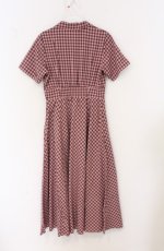 画像2: an another angelus / レトロギンガム開衿ワンピース  ピンク×ブラウン O-26-04-25-1024-CA-OP-IG-OS (2)