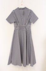 画像2: an another angelus / レトロギンガム開衿ワンピース  ブルー×シロ O-26-04-25-1025-CA-OP-IG-OS (2)