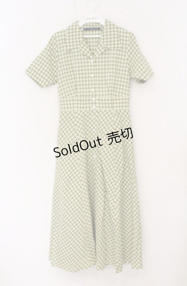 画像1: an another angelus / レトロギンガム開衿ワンピース  グリーン O-26-04-25-1028-CA-OP-IG-OS (1)