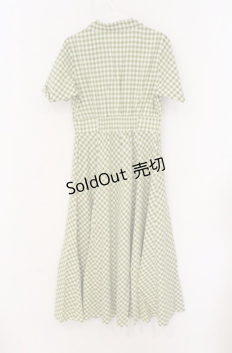 画像2: an another angelus / レトロギンガム開衿ワンピース  グリーン O-26-04-25-1028-CA-OP-IG-OS (2)
