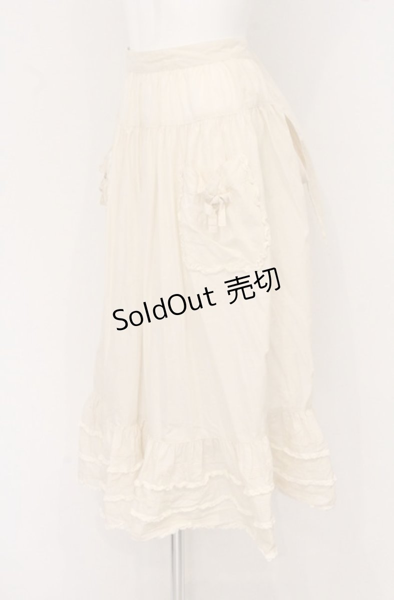 画像2: WONDERFUL WORLD / ポケット付きタックフリルエプロン  アイボリー O-26-04-25-1030-LO-SK-IG-OS (2)