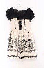 画像1: axes femme / ベア切替フロッキーワンンピ  アイボリー×クロ O-26-04-25-1004-AX-OP-IG-OS (1)