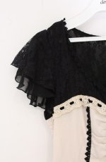 画像2: axes femme / ベア切替フロッキーワンンピ  アイボリー×クロ O-26-04-25-1004-AX-OP-IG-OS (2)