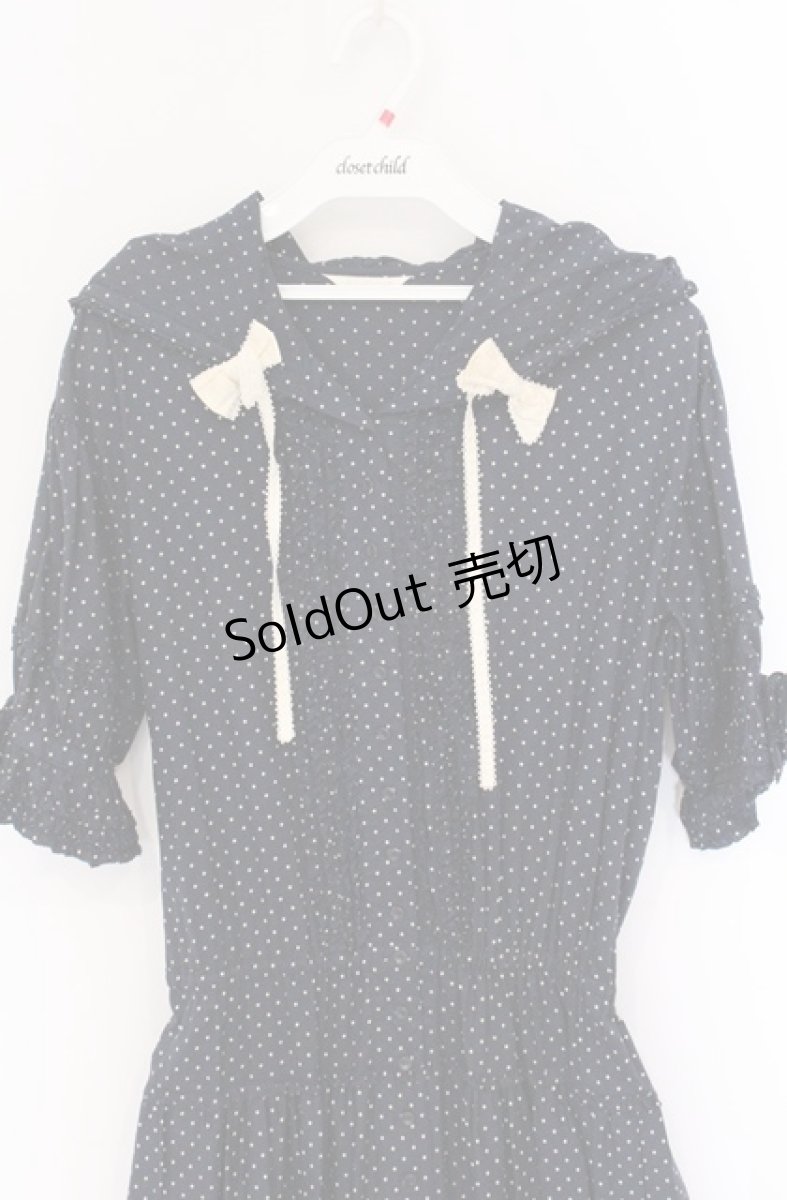 画像2: PINK HOUSE / ピコフリルドットリボンワンピース  ネイビー O-26-04-25-1034-LO-OP-IG-OS (2)