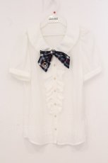 画像1: Secret Honey / ラッフルフリル半袖ブラウス 2 シロ O-26-04-25-008-CA-BL-OW-OS (1)