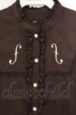 画像2: DearMyLove / 金縁パールボタン♪クラシカルバイオリン刺繍ブラウス M ブラウン O-26-04-25-010-EL-BL-OW-OS (2)