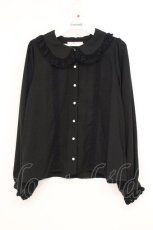 画像1: Ank Rouge / トーションレース配色丸襟ブラウス M クロ O-26-04-25-014-CA-BL-OW-OS (1)