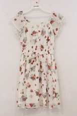 画像1: Secret Honey / いちごとさくらんぼシフォンワンピース 2 シロ O-26-04-25-016-CA-OP-OW-OS (1)