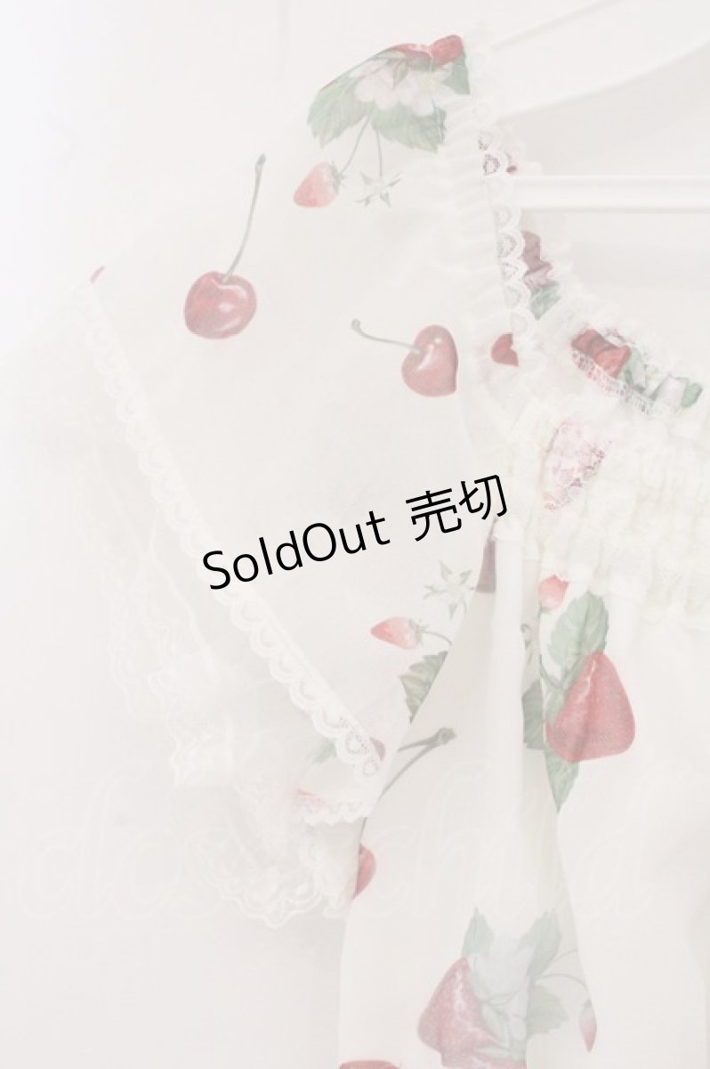 画像2: Secret Honey / いちごとさくらんぼシフォンワンピース 2 シロ O-26-04-25-016-CA-OP-OW-OS (2)