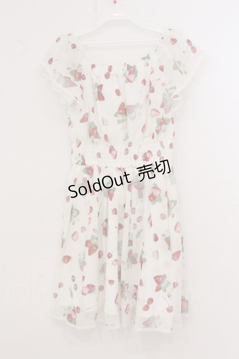 画像3: Secret Honey / いちごとさくらんぼシフォンワンピース 2 シロ O-26-04-25-016-CA-OP-OW-OS (3)