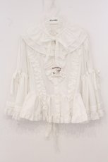 画像1: Physical Drop / ケープ衿付きスタンドカラーブラウス（姫袖）  シロ O-26-04-25-003-LO-BL-OW-OS (1)