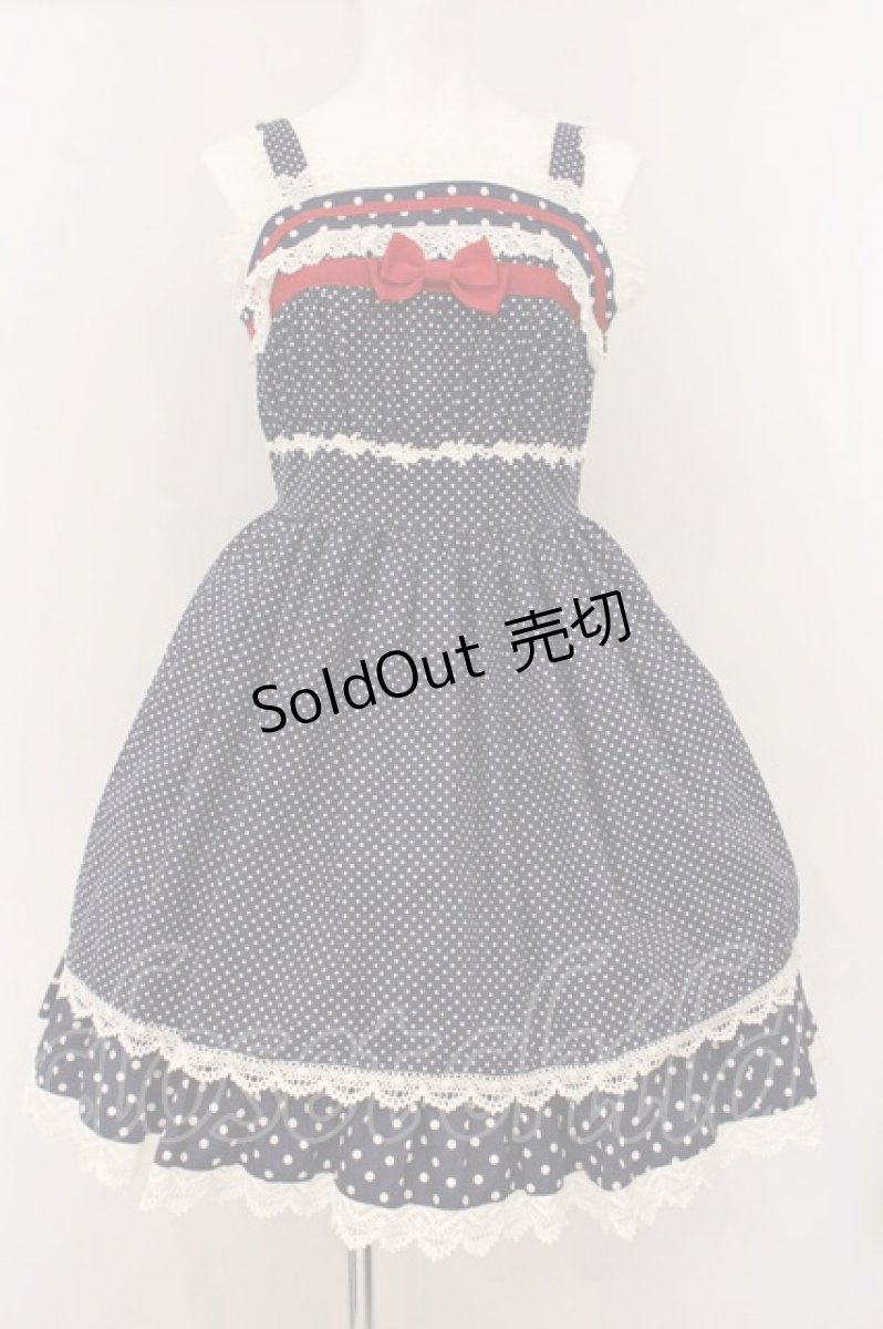 画像1: BABY,THE STARS SHINE BRIGHT / ドットRibbonジャンパースカート  Aタイプ・紺×オフシロレース O-26-04-25-025-BA-OP-OW-OS (1)