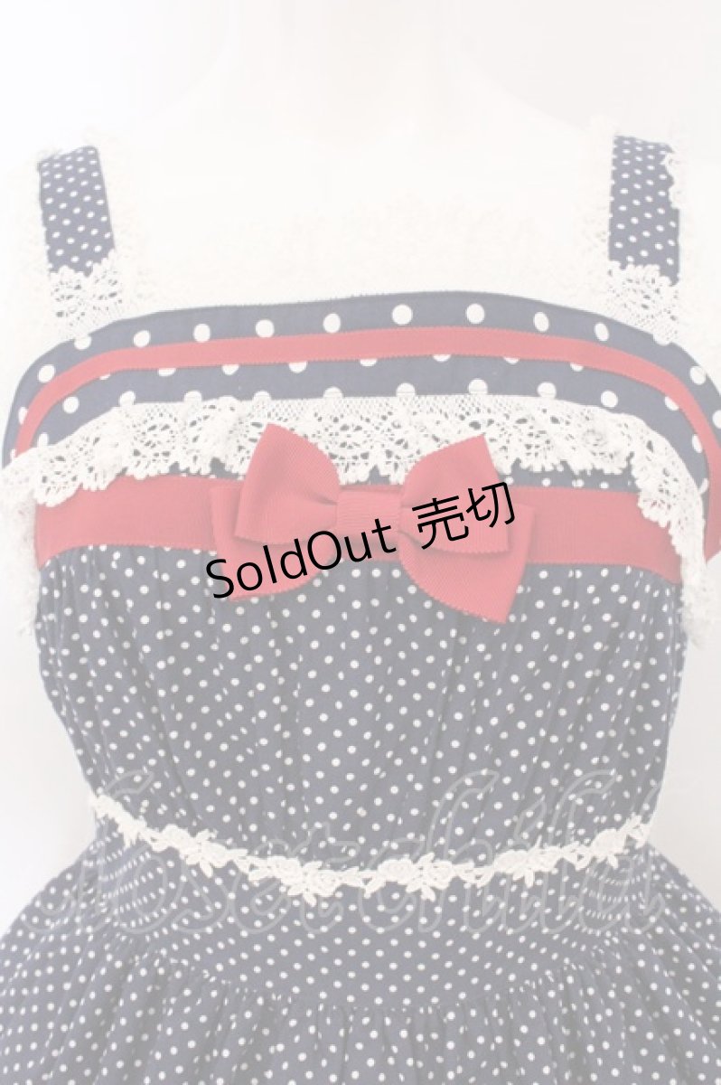 画像2: BABY,THE STARS SHINE BRIGHT / ドットRibbonジャンパースカート  Aタイプ・紺×オフシロレース O-26-04-25-025-BA-OP-OW-OS (2)