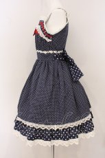 画像4: BABY,THE STARS SHINE BRIGHT / ドットRibbonジャンパースカート  Aタイプ・紺×オフシロレース O-26-04-25-025-BA-OP-OW-OS (4)