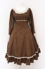 画像1: Eri Aino's collaboration / 配色花柄ジャカードワンピース M ブラウン O-26-04-27-049-PU-OP-OW-OS (1)