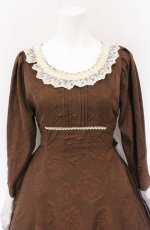 画像2: Eri Aino's collaboration / 配色花柄ジャカードワンピース M ブラウン O-26-04-27-049-PU-OP-OW-OS (2)