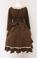 画像4: Eri Aino's collaboration / 配色花柄ジャカードワンピース M ブラウン O-26-04-27-049-PU-OP-OW-OS (4)