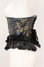 画像2: Dangerous nude / 孔雀の羽根と蝶々のアンダーバストコルセット M ブラック×グリーン O-26-04-27-055-PU-TO-OW-OS (2)