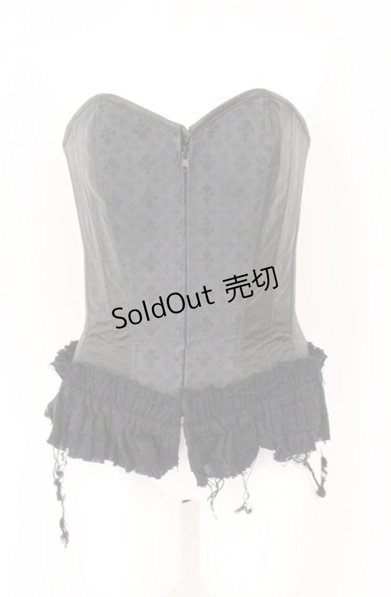 画像1: Dangerous nude / 百合紋章ptレザー切り替えオーバーバストコルセット M ブラック O-26-04-27-056-PU-TO-OW-OS (1)