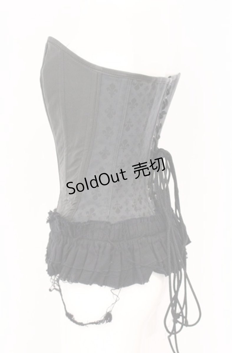 画像3: Dangerous nude / 百合紋章ptレザー切り替えオーバーバストコルセット M ブラック O-26-04-27-056-PU-TO-OW-OS (3)