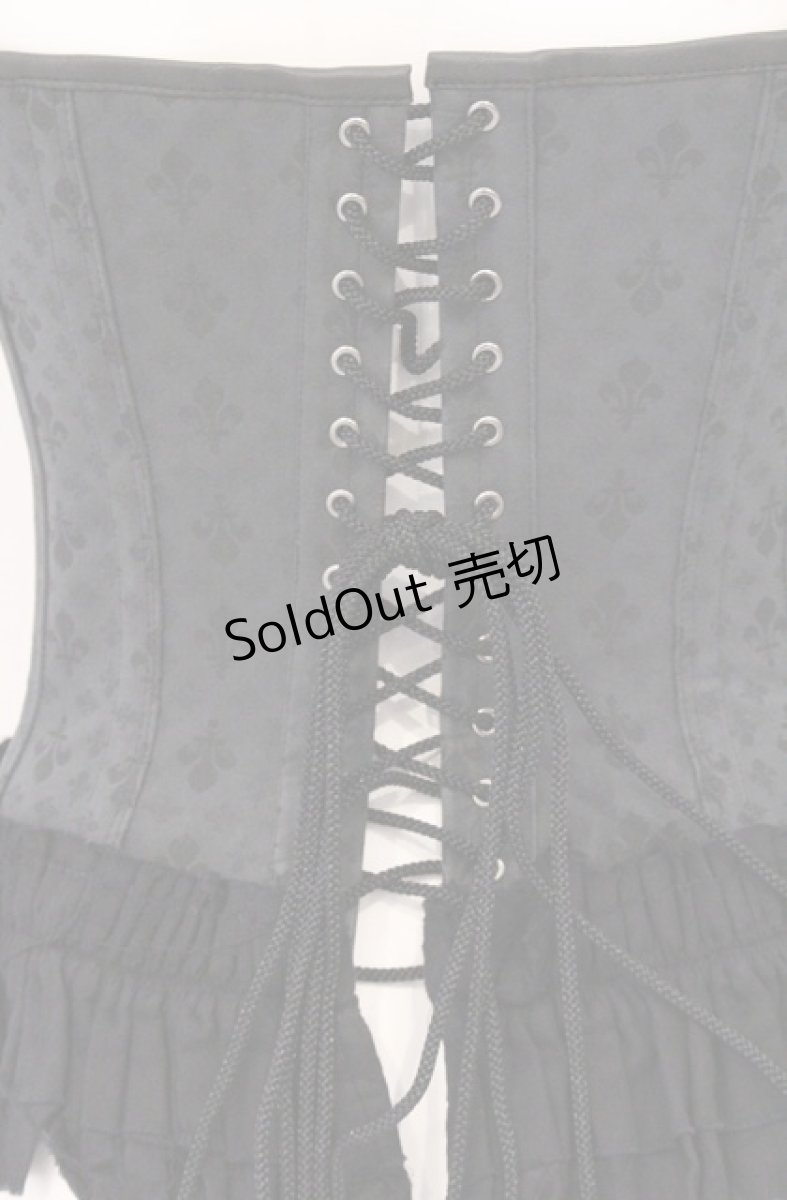 画像6: Dangerous nude / 百合紋章ptレザー切り替えオーバーバストコルセット M ブラック O-26-04-27-056-PU-TO-OW-OS (6)