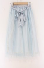 画像1: axes femme / プリーツチュールスカート  サックス O-26-04-27-007-AX-SK-IG-OS (1)