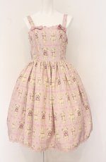 画像1: Chalmiere / フラッフィベア柄ジャンパースカート M ピンク O-26-04-27-058-0-OP-OW-OS (1)