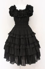画像1: Millefleurs / ジョーゼットワンピース M ブラック O-26-04-27-063-EL-OP-OW-OS (1)