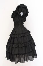 画像3: Millefleurs / ジョーゼットワンピース M ブラック O-26-04-27-063-EL-OP-OW-OS (3)