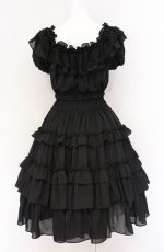 画像4: Millefleurs / ジョーゼットワンピース M ブラック O-26-04-27-063-EL-OP-OW-OS (4)