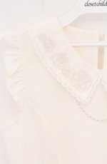 画像2: axes femme / パール付薔薇刺繍ノースリブラウス F キナリ O-26-04-27-1035-AX-BL-OW-OS (2)