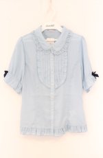 画像1: axes femme POETIQUE / バックレースアップロングブラウス  サックス O-26-04-27-1037-AX-BL-IG-OS (1)