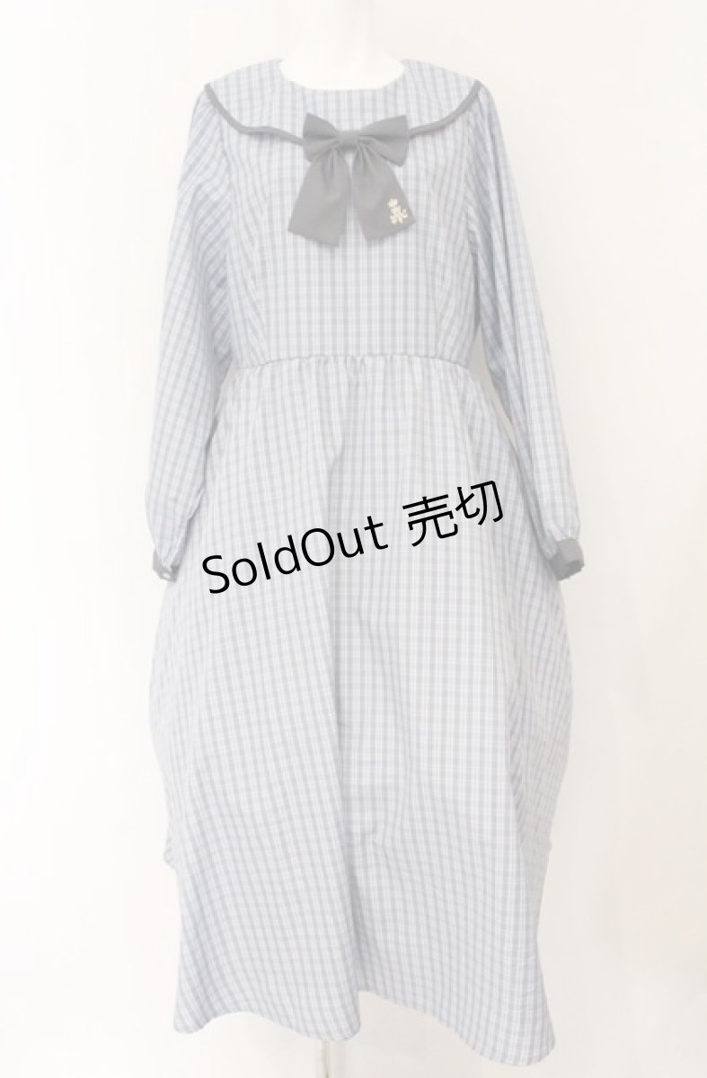 画像1: m petit by misako / リボンチェックワンピース 3L ブルー O-26-04-27-1040-LO-OP-IG-OS (1)