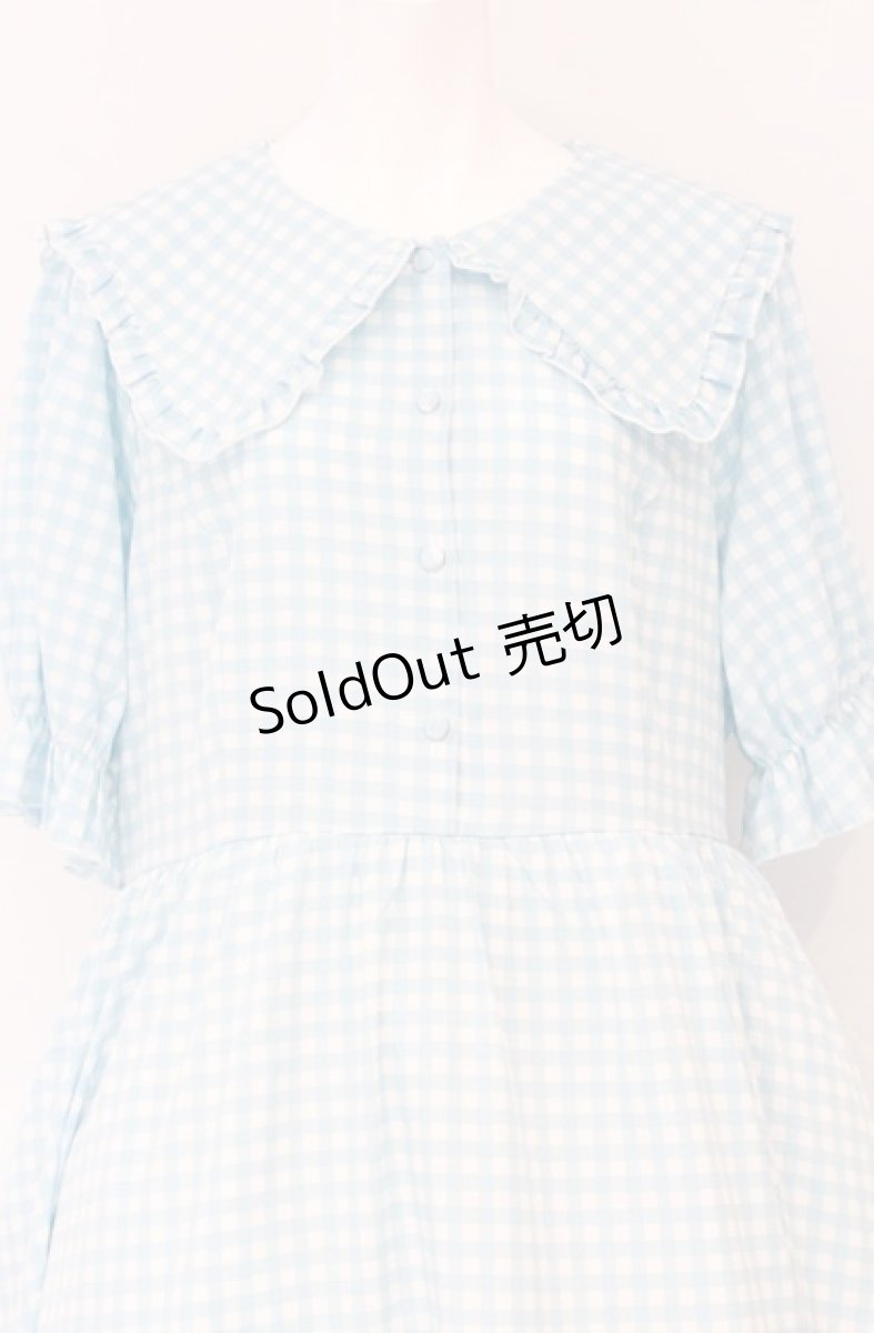 画像2: m petit by misako / ギンガムチェック半袖ワンピース 4L サックス O-26-04-27-1041-LO-OP-IG-OS (2)