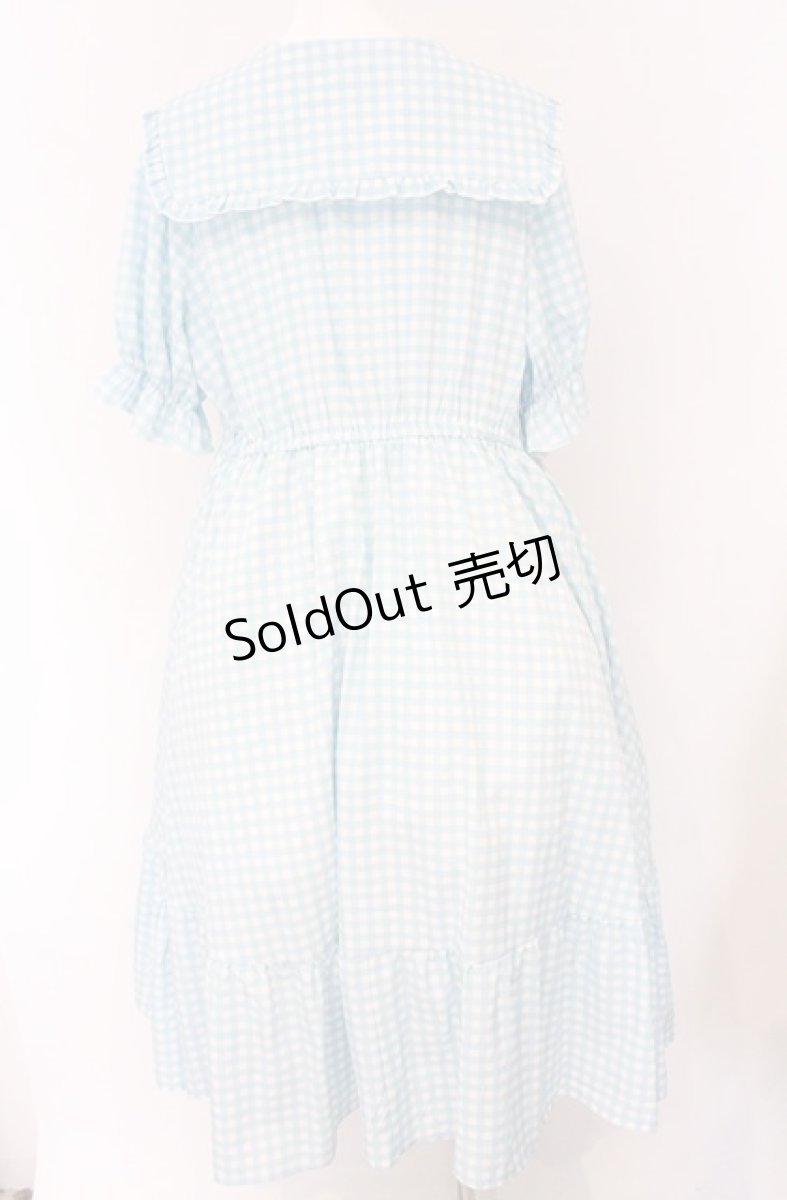 画像3: m petit by misako / ギンガムチェック半袖ワンピース 4L サックス O-26-04-27-1041-LO-OP-IG-OS (3)