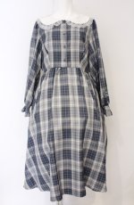 画像1: m petit by misako / シナモンチェックフレアワンピース 3L ブルーチェック O-26-04-27-1052-LO-OP-IG-OS (1)