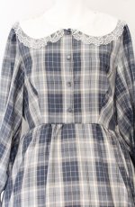 画像2: m petit by misako / シナモンチェックフレアワンピース 3L ブルーチェック O-26-04-27-1052-LO-OP-IG-OS (2)