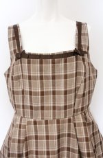 画像2: m petit by misako / リボンチェックジャンパースカート 4L ブラウン O-26-04-27-1053-LO-OP-IG-OS (2)