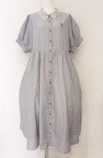 画像1: m petit by misako / レース襟ストライプワンピース 4L サックス O-26-04-27-1062-LO-OP-IG-OS (1)