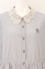 画像2: m petit by misako / レース襟ストライプワンピース 4L サックス O-26-04-27-1062-LO-OP-IG-OS (2)