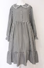 画像1: FLC / 星名桜子/ギンガムチェックワンピース 4L クロ×シロ O-26-04-27-1064-LO-OP-IG-OS (1)